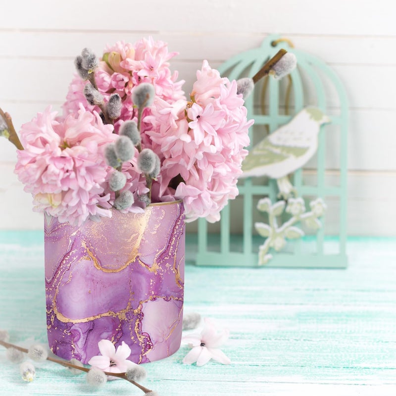 WAVEYU Pen Holder for Desk, Cute Ceramic Pencil Holder, Pen Cup Marker Holder Makeup Brush Holders, Desk Accessories & Workspace Organizers for Home, Office, Purple Marble - Image 4